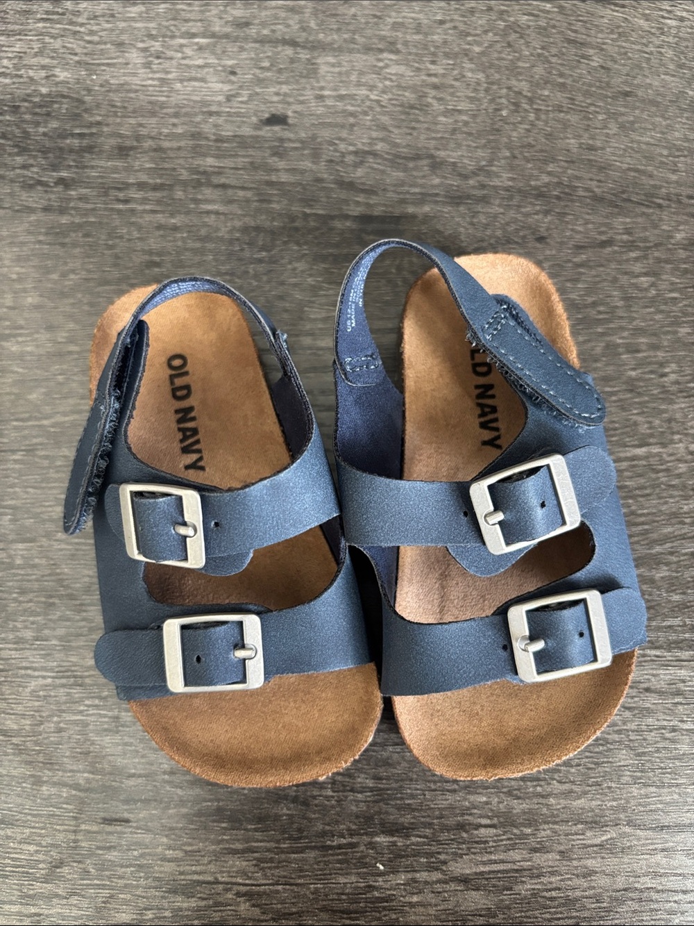 12-18 months Old Navy Dark Blue Double Buckle Kids Sandals with Heel Strap